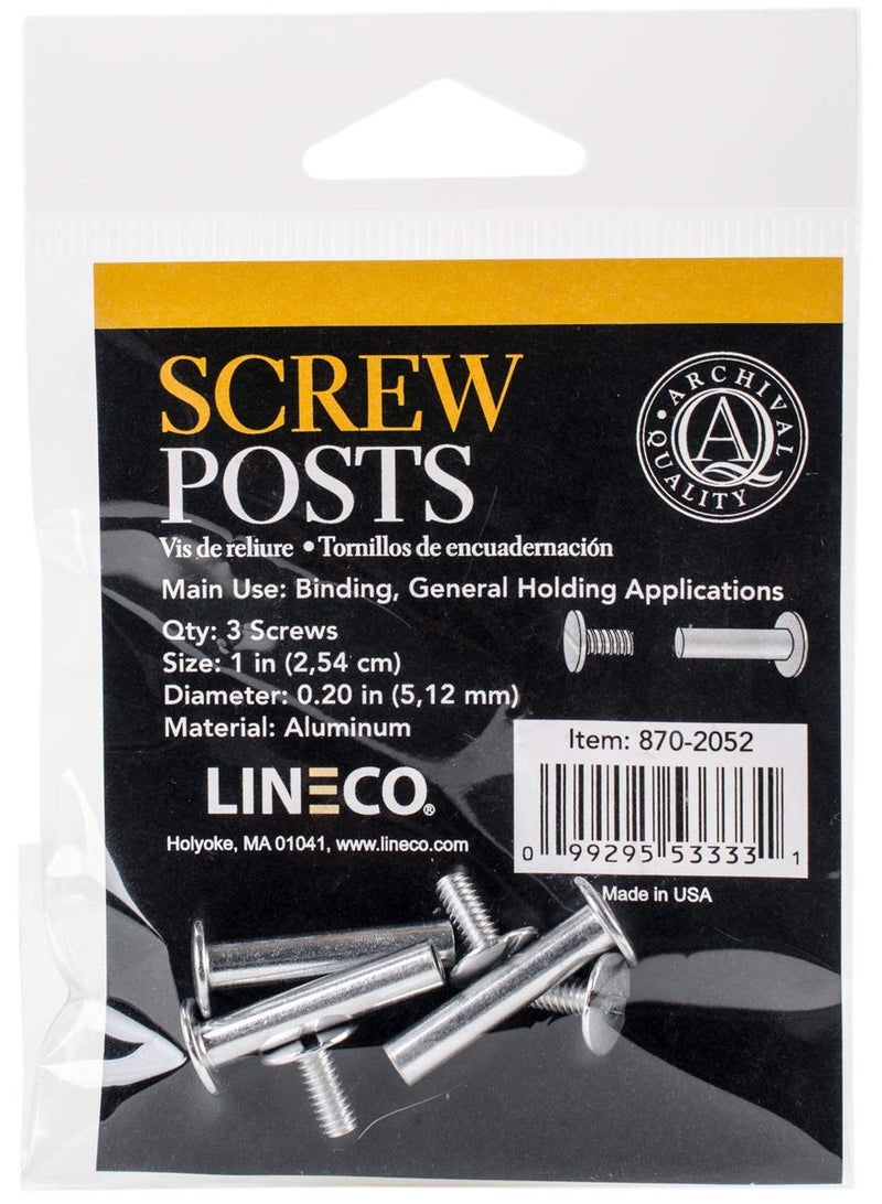 Lineco Bookbinding Aluminum Screw Posts 3/Pkg, 1" - Image 1